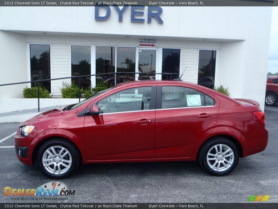 2013 Chevrolet Sonic LT Sedan Crystal Red Tintcoat / Jet Black/Dark Titanium Photo #3