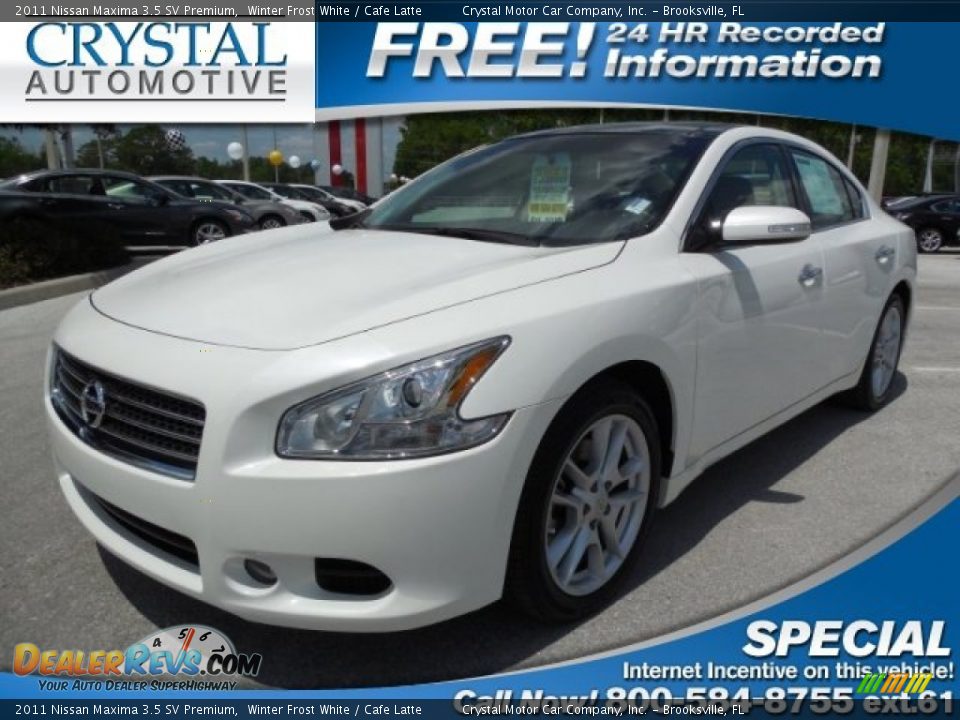 2011 Nissan Maxima 3.5 SV Premium Winter Frost White / Cafe Latte Photo #1
