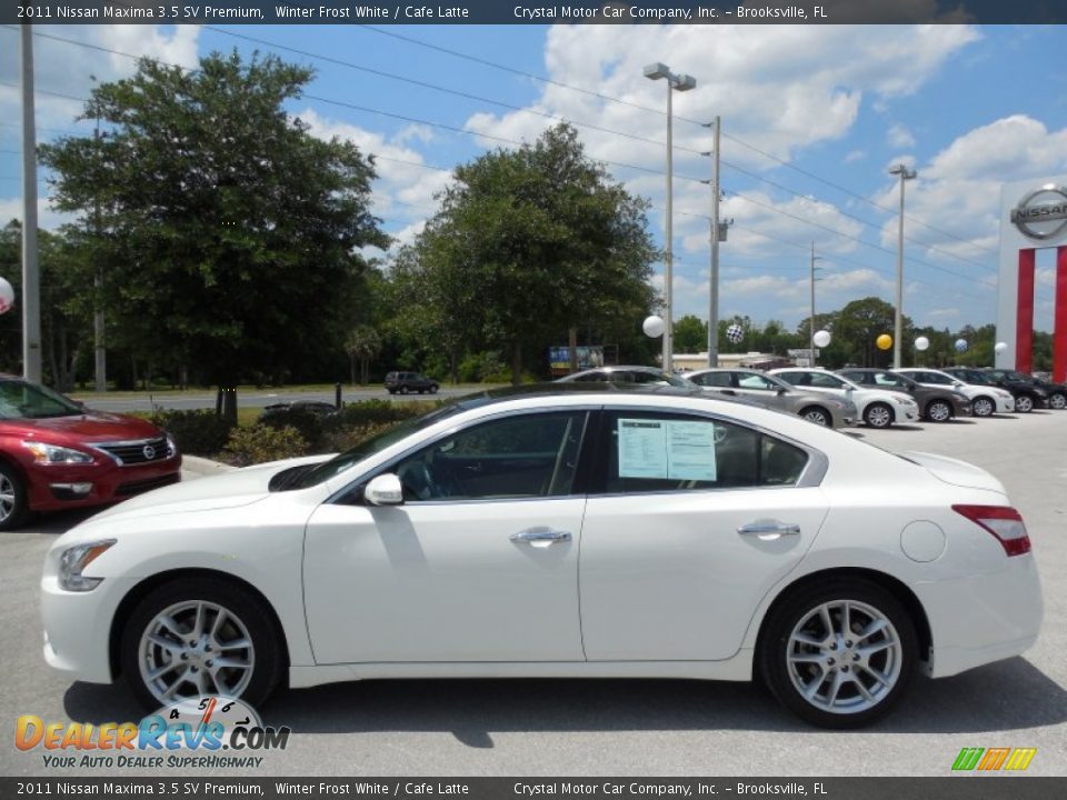 2011 Nissan Maxima 3.5 SV Premium Winter Frost White / Cafe Latte Photo #2