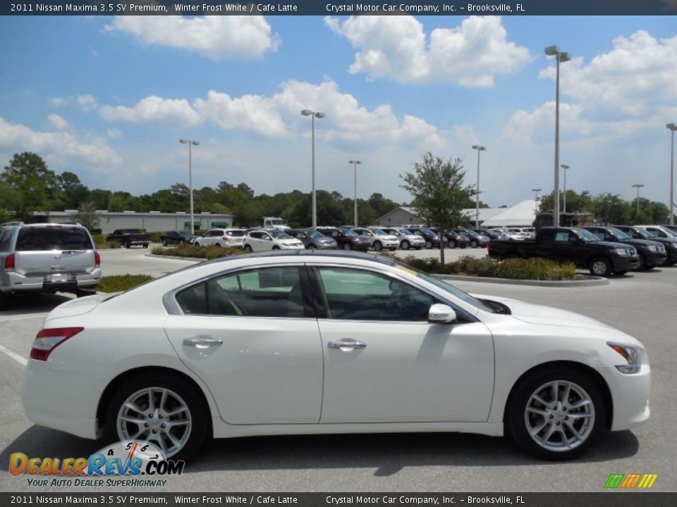 2011 Nissan Maxima 3.5 SV Premium Winter Frost White / Cafe Latte Photo #9