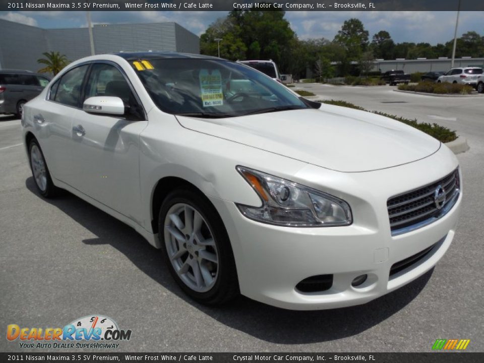 2011 Nissan Maxima 3.5 SV Premium Winter Frost White / Cafe Latte Photo #10