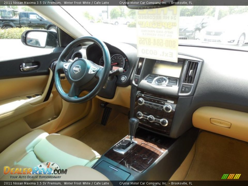 2011 Nissan Maxima 3.5 SV Premium Winter Frost White / Cafe Latte Photo #11
