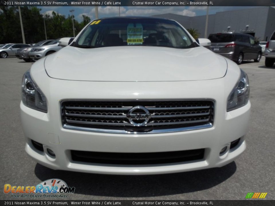2011 Nissan Maxima 3.5 SV Premium Winter Frost White / Cafe Latte Photo #13