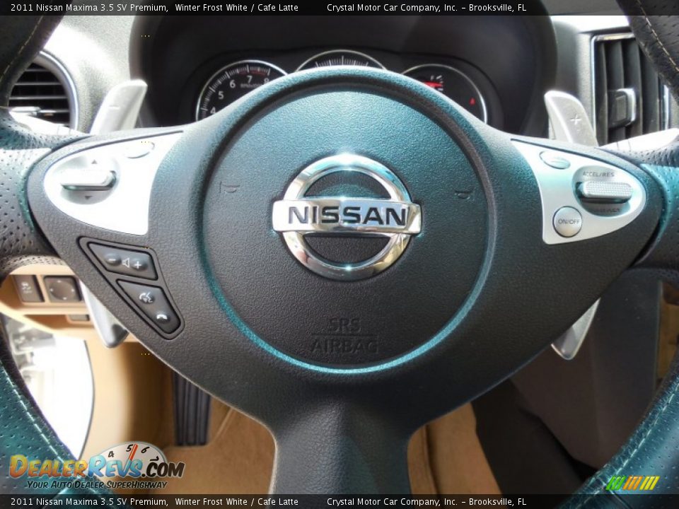 2011 Nissan Maxima 3.5 SV Premium Winter Frost White / Cafe Latte Photo #23