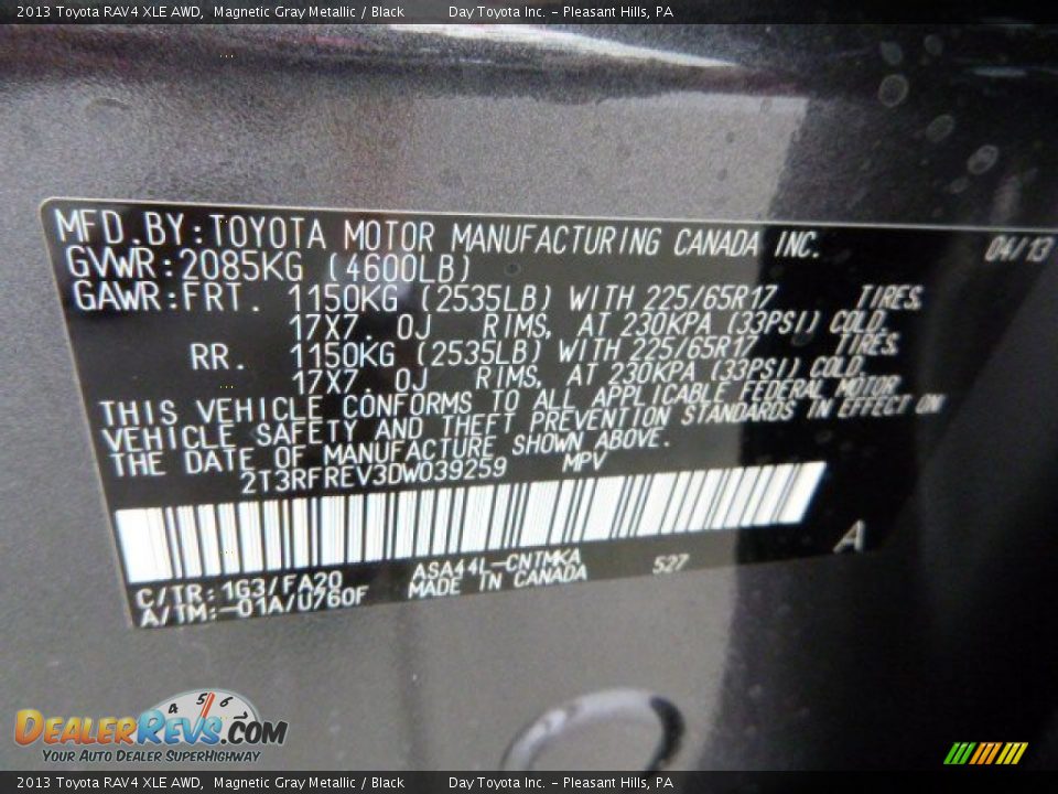 2013 Toyota RAV4 XLE AWD Magnetic Gray Metallic / Black Photo #19
