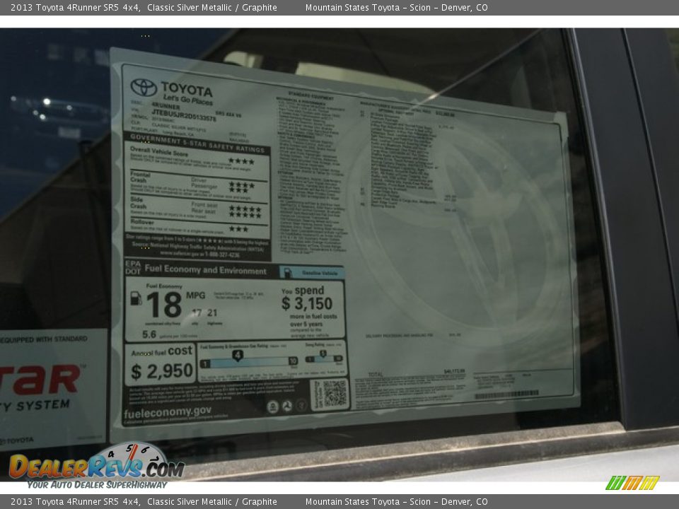 2013 Toyota 4Runner SR5 4x4 Classic Silver Metallic / Graphite Photo #10