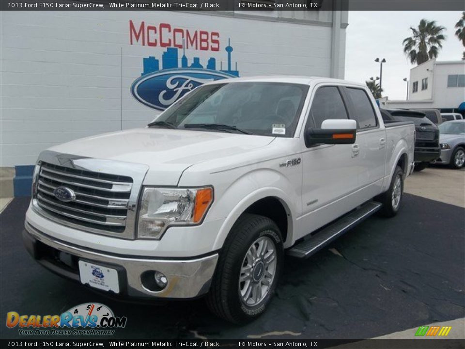 2013 Ford F150 Lariat SuperCrew White Platinum Metallic Tri-Coat / Black Photo #2