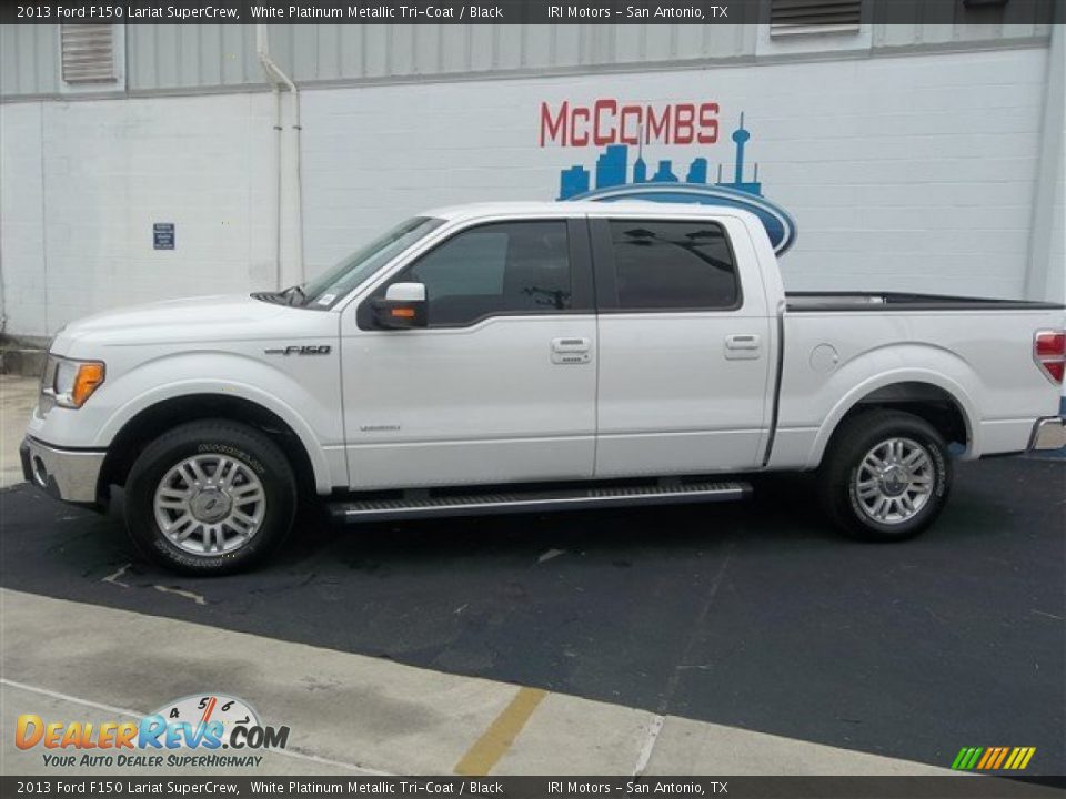 2013 Ford F150 Lariat SuperCrew White Platinum Metallic Tri-Coat / Black Photo #3
