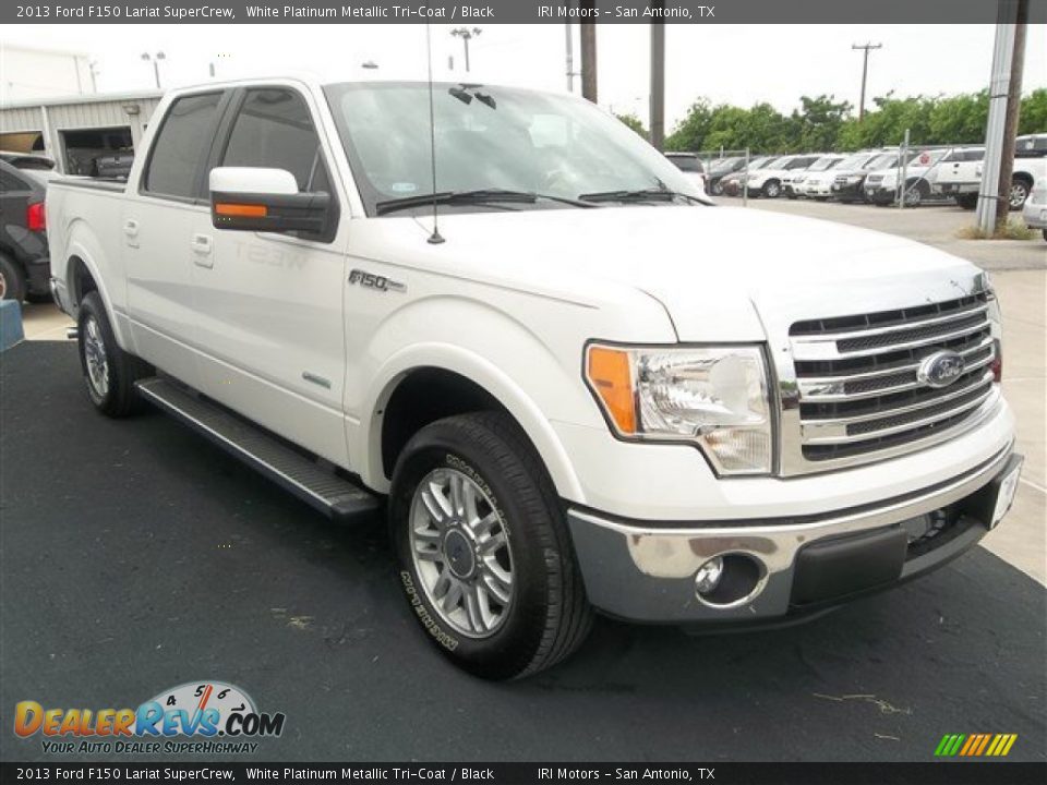 2013 Ford F150 Lariat SuperCrew White Platinum Metallic Tri-Coat / Black Photo #8