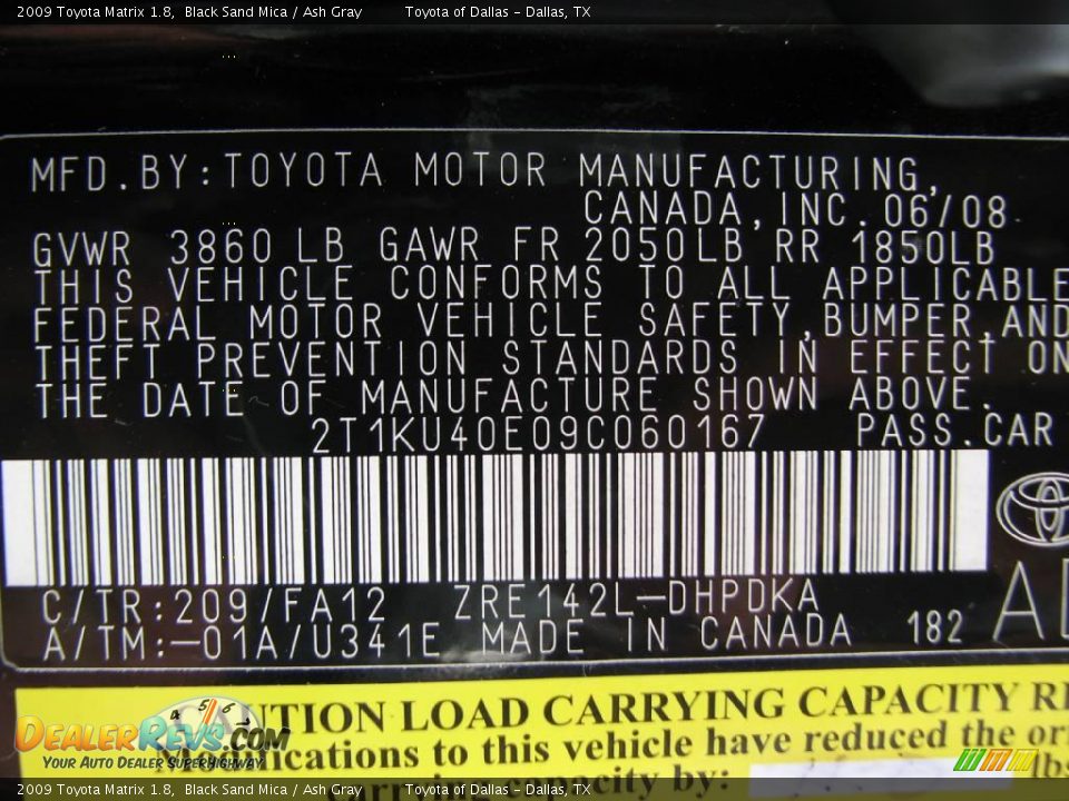 2009 Toyota Matrix 1.8 Black Sand Mica / Ash Gray Photo #15