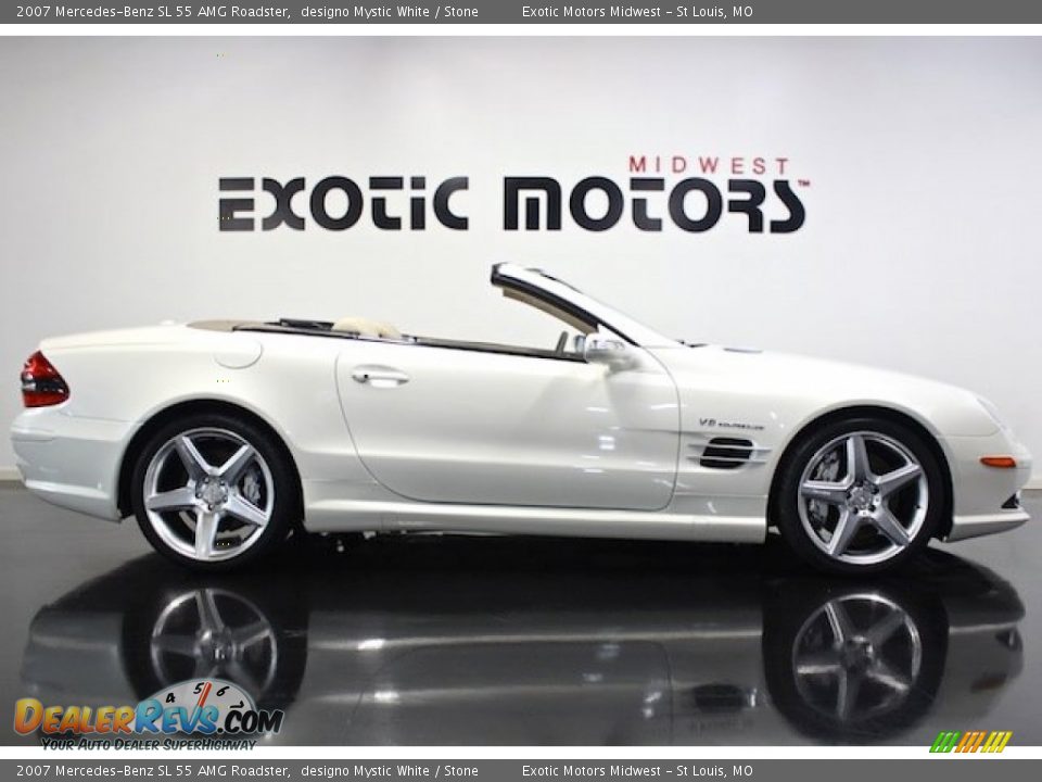 2007 Mercedes-Benz SL 55 AMG Roadster designo Mystic White / Stone Photo #2