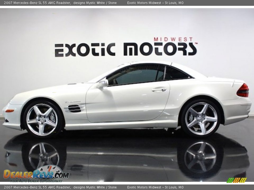 2007 Mercedes-Benz SL 55 AMG Roadster designo Mystic White / Stone Photo #3