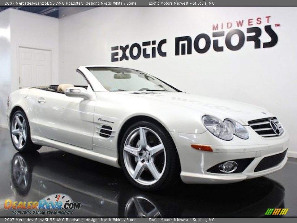 2007 Mercedes-Benz SL 55 AMG Roadster designo Mystic White / Stone Photo #5