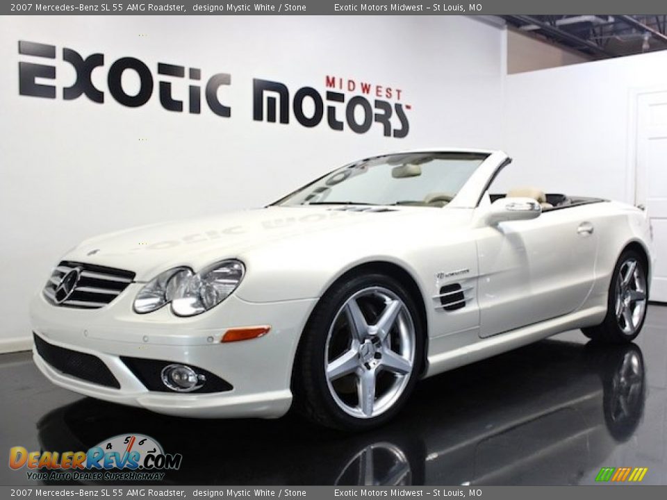2007 Mercedes-Benz SL 55 AMG Roadster designo Mystic White / Stone Photo #7
