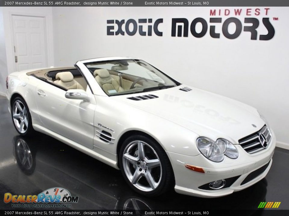 2007 Mercedes-Benz SL 55 AMG Roadster designo Mystic White / Stone Photo #10