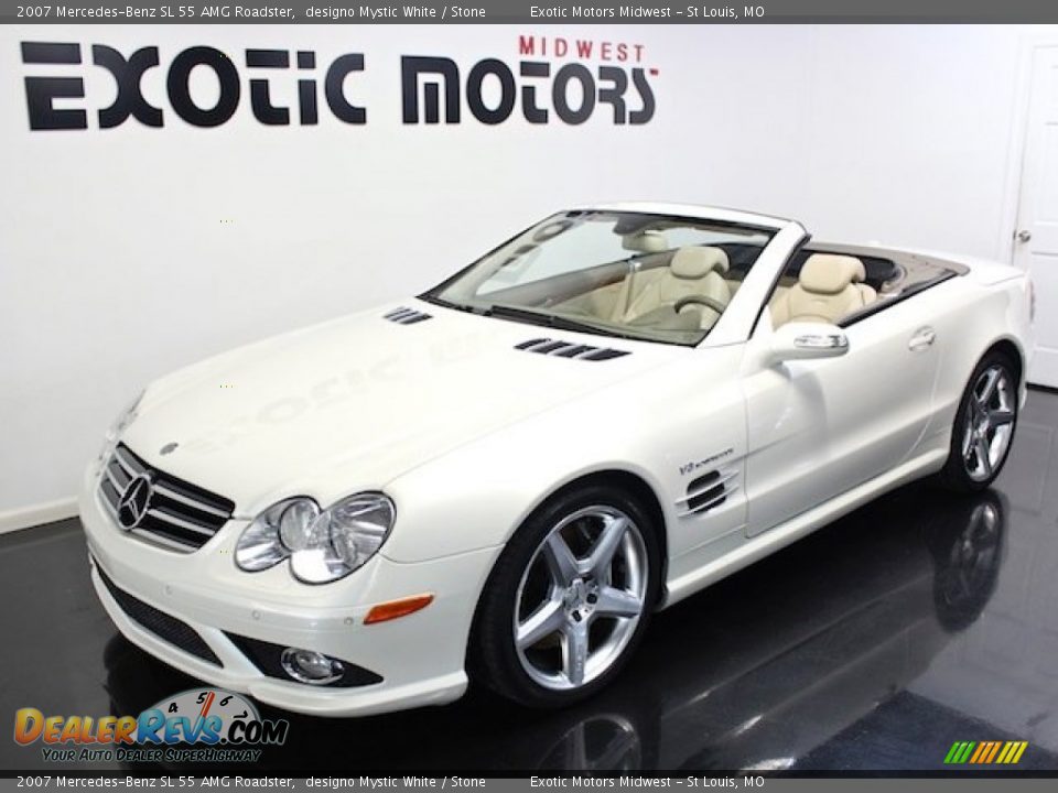 2007 Mercedes-Benz SL 55 AMG Roadster designo Mystic White / Stone Photo #11