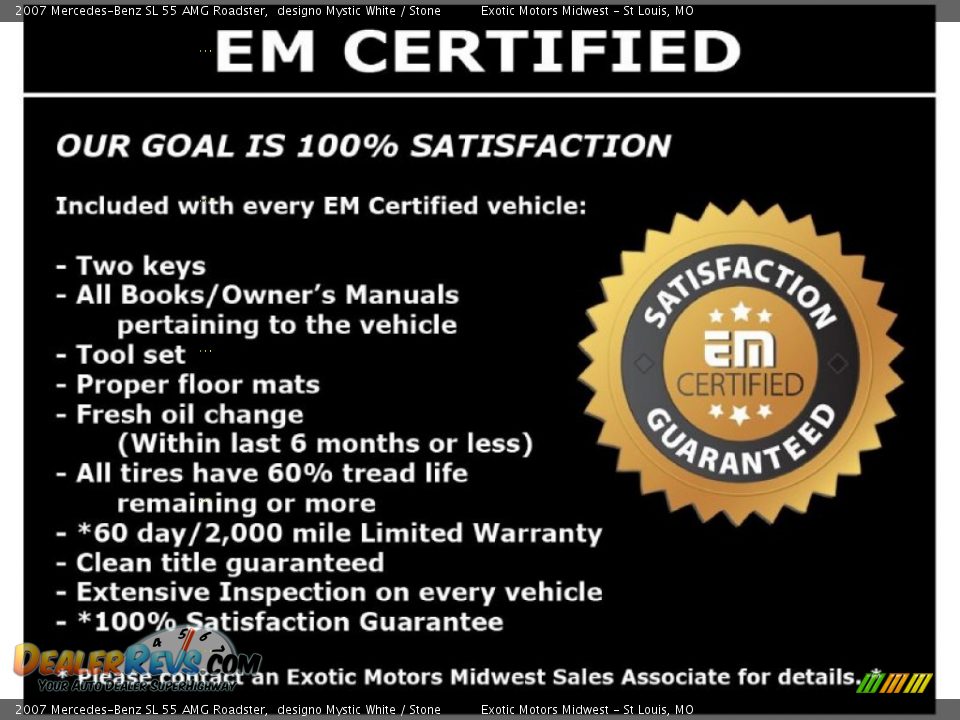 Dealer Info of 2007 Mercedes-Benz SL 55 AMG Roadster Photo #22