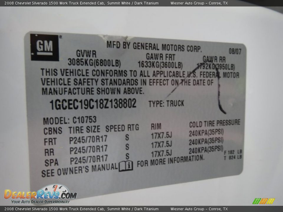 2008 Chevrolet Silverado 1500 Work Truck Extended Cab Summit White / Dark Titanium Photo #17