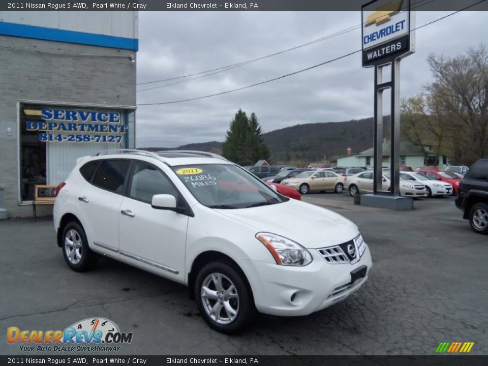 2011 Nissan Rogue S AWD Pearl White / Gray Photo #3