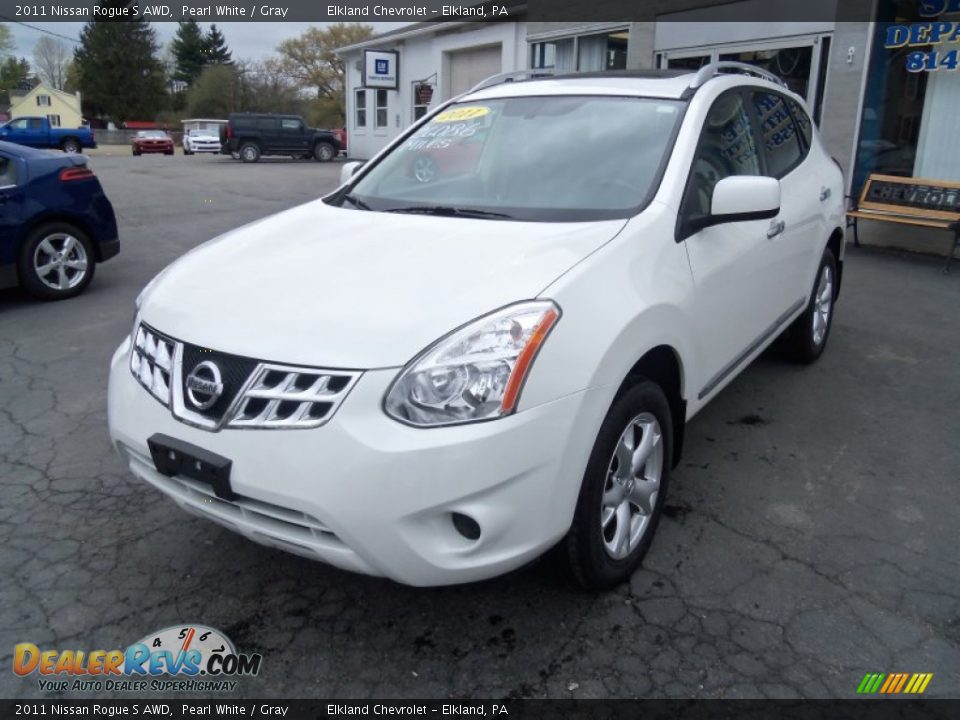 2011 Nissan Rogue S AWD Pearl White / Gray Photo #7