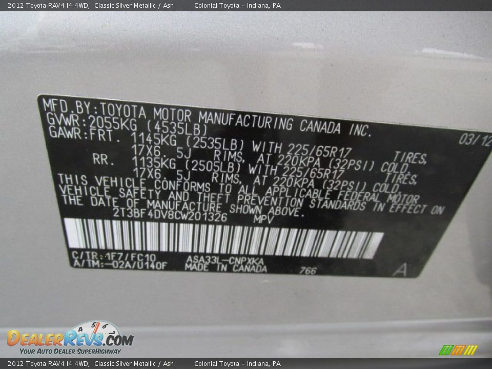 2012 Toyota RAV4 I4 4WD Classic Silver Metallic / Ash Photo #19