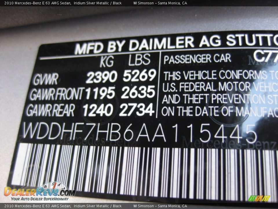 2010 Mercedes-Benz E 63 AMG Sedan Iridium Silver Metallic / Black Photo #25