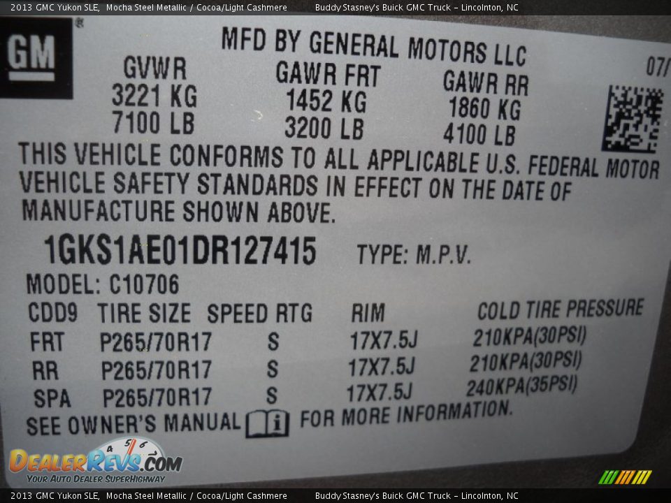 2013 GMC Yukon SLE Mocha Steel Metallic / Cocoa/Light Cashmere Photo #23