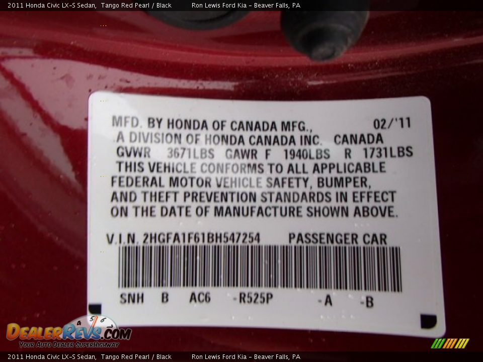 2011 Honda Civic LX-S Sedan Tango Red Pearl / Black Photo #20