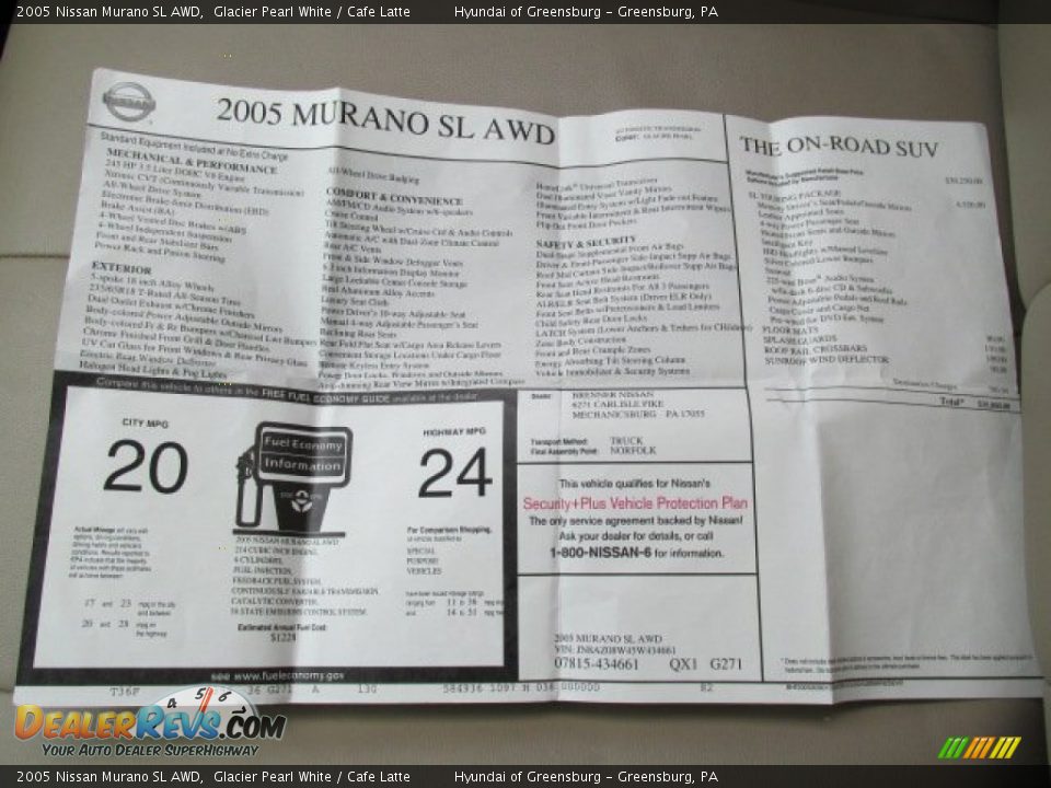 2005 Nissan Murano SL AWD Glacier Pearl White / Cafe Latte Photo #25