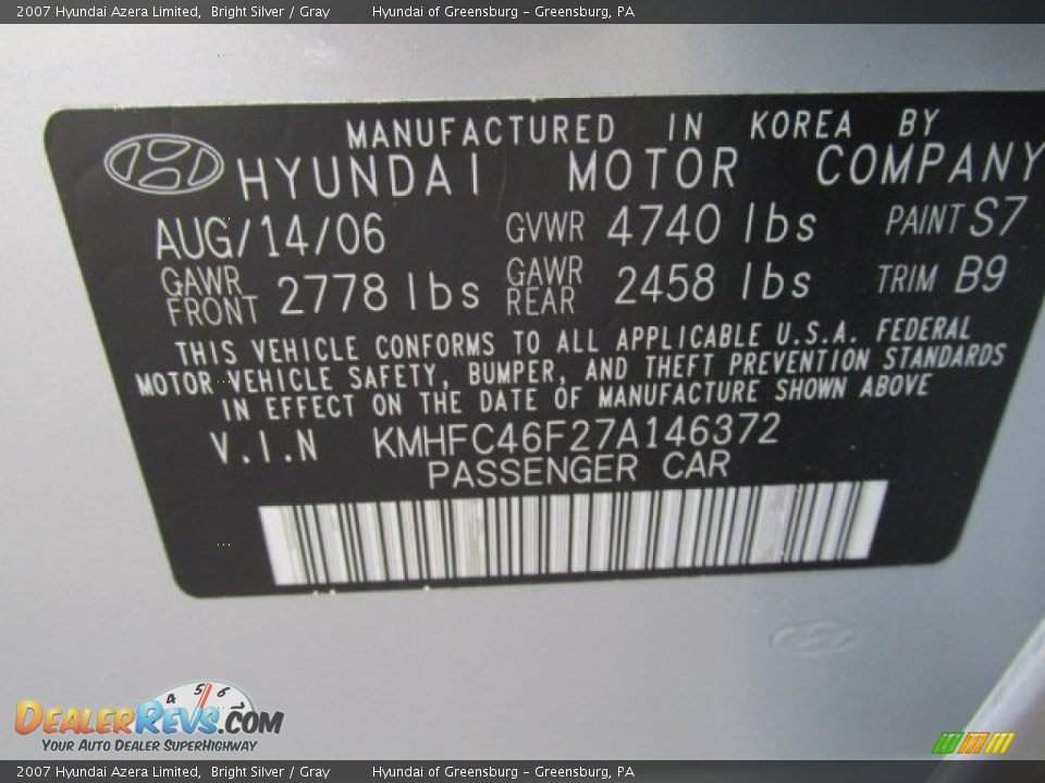 2007 Hyundai Azera Limited Bright Silver / Gray Photo #24
