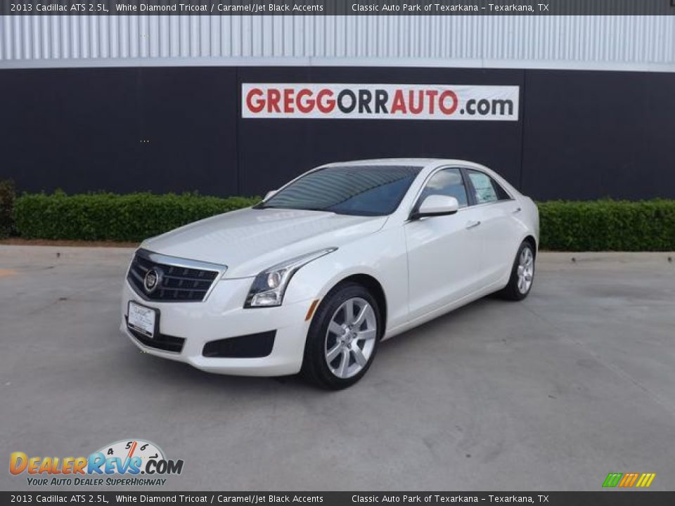 2013 Cadillac ATS 2.5L White Diamond Tricoat / Caramel/Jet Black Accents Photo #2