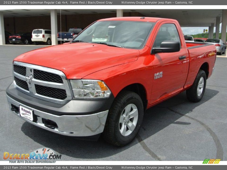 2013 Ram 1500 Tradesman Regular Cab 4x4 Flame Red / Black/Diesel Gray Photo #2