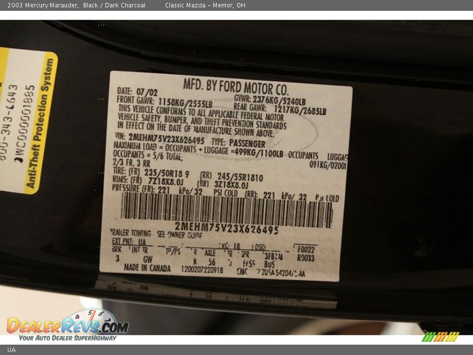 Mercury Color Code UA Black