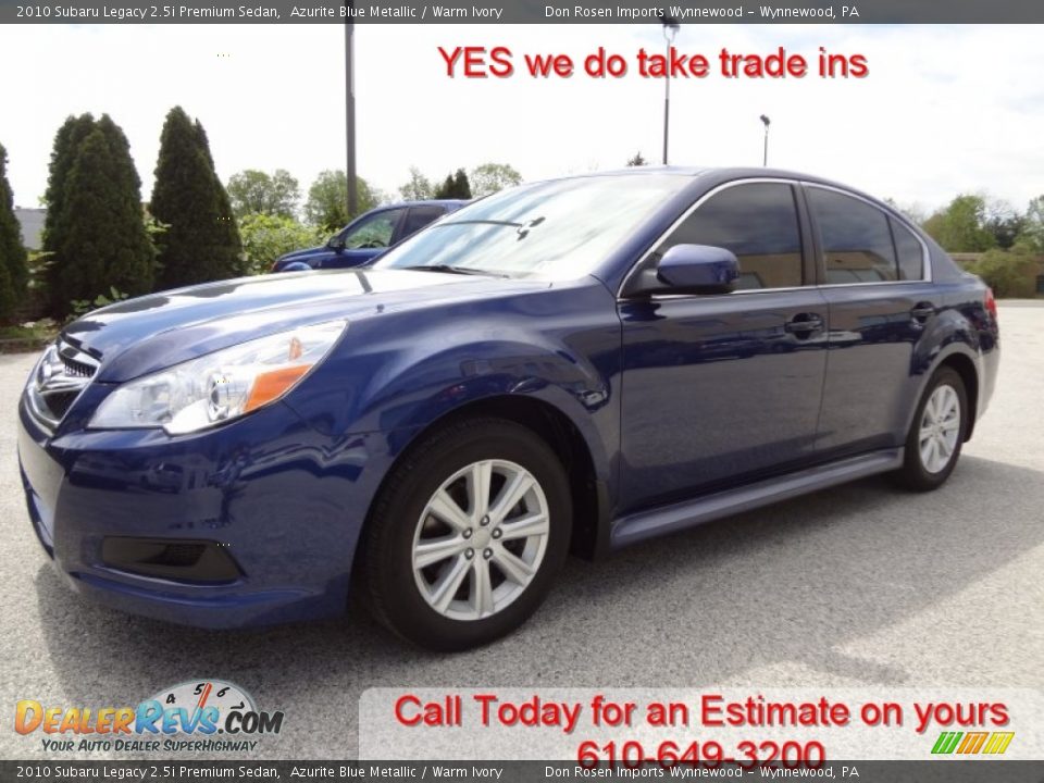 2010 Subaru Legacy 2.5i Premium Sedan Azurite Blue Metallic / Warm Ivory Photo #4