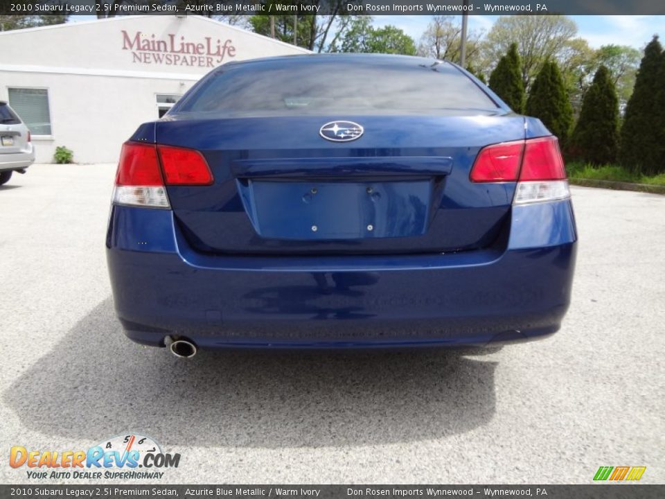 2010 Subaru Legacy 2.5i Premium Sedan Azurite Blue Metallic / Warm Ivory Photo #13
