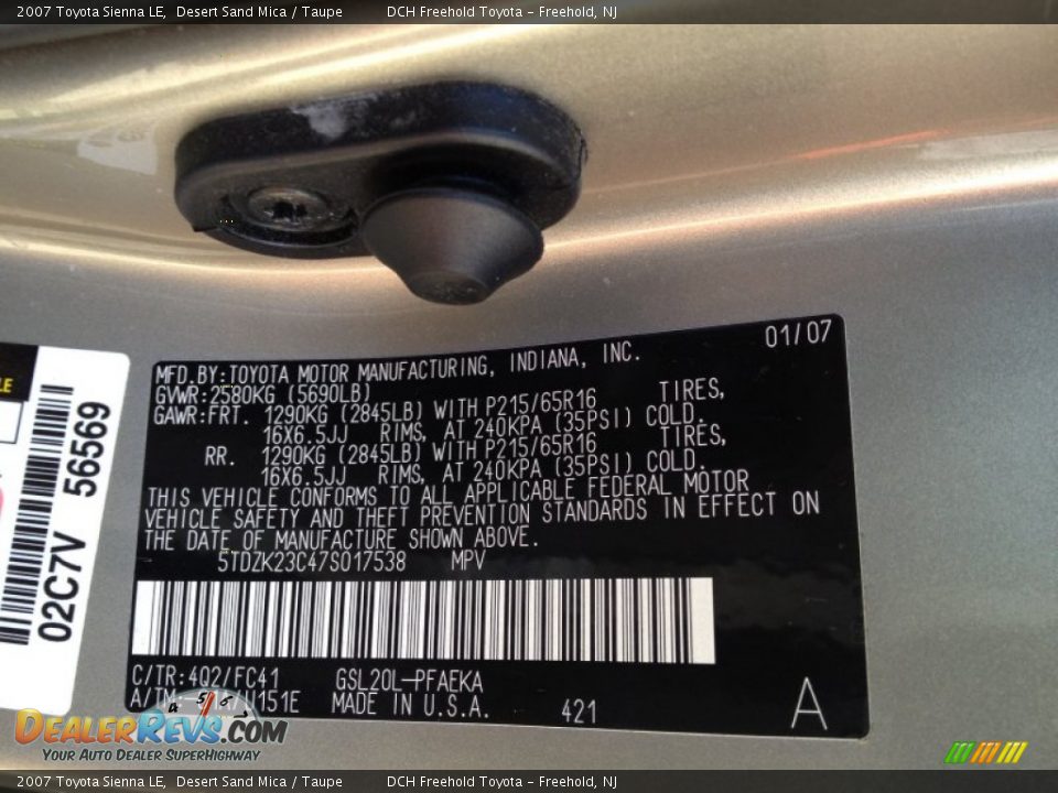 2007 Toyota Sienna LE Desert Sand Mica / Taupe Photo #15