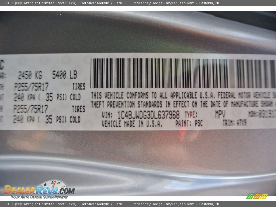2013 Jeep Wrangler Unlimited Sport S 4x4 Billet Silver Metallic / Black Photo #8