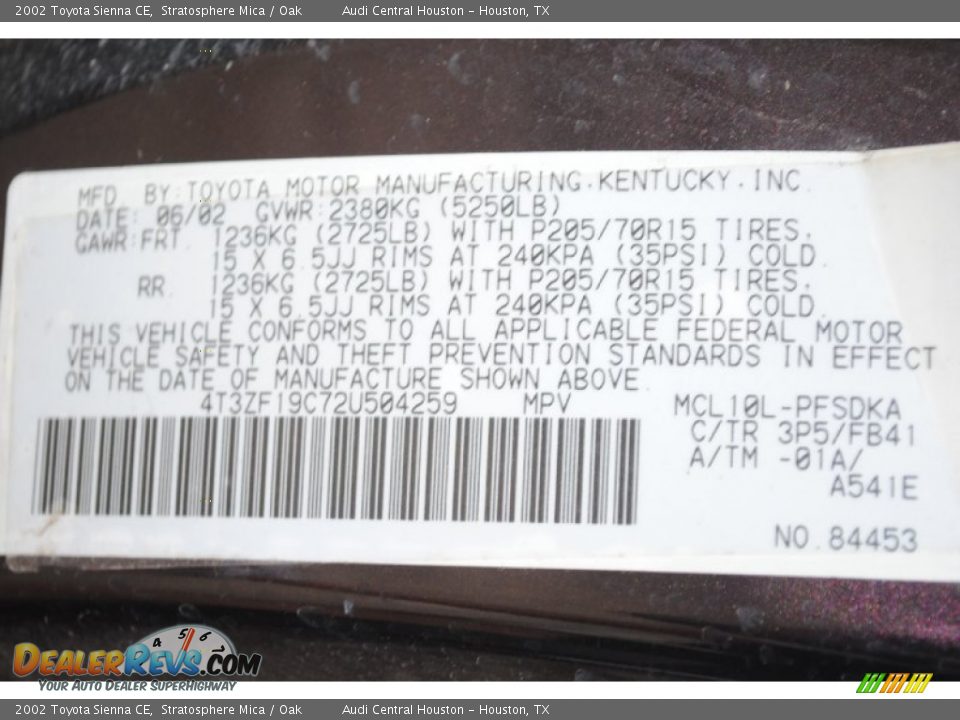 2002 Toyota Sienna CE Stratosphere Mica / Oak Photo #27
