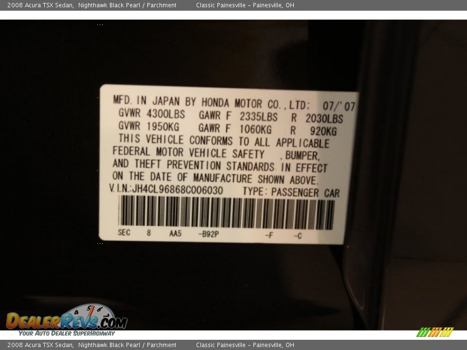 2008 Acura TSX Sedan Nighthawk Black Pearl / Parchment Photo #17