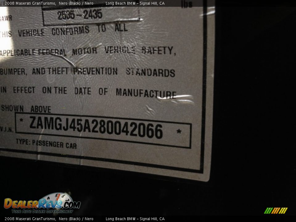 2008 Maserati GranTurismo Nero (Black) / Nero Photo #6