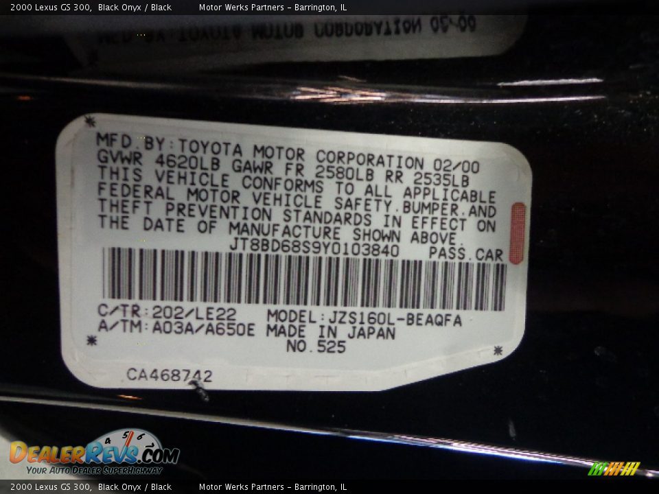 2000 Lexus GS 300 Black Onyx / Black Photo #24