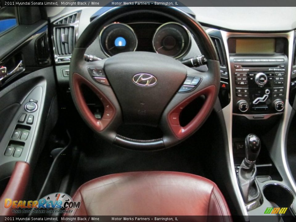 2011 Hyundai Sonata Limited Midnight Black / Wine Photo #23