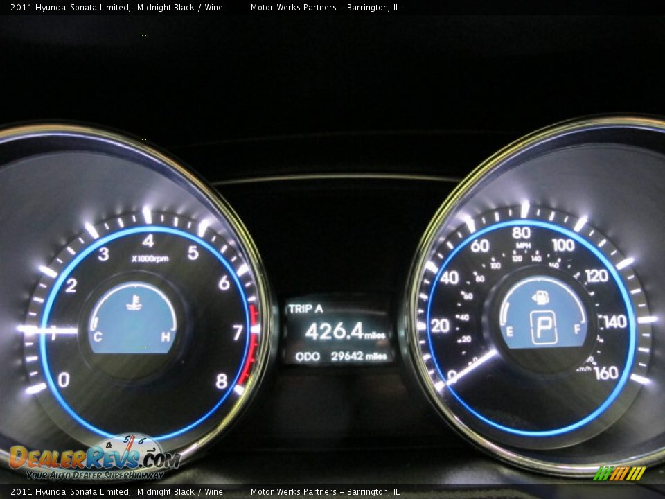 2011 Hyundai Sonata Limited Midnight Black / Wine Photo #25