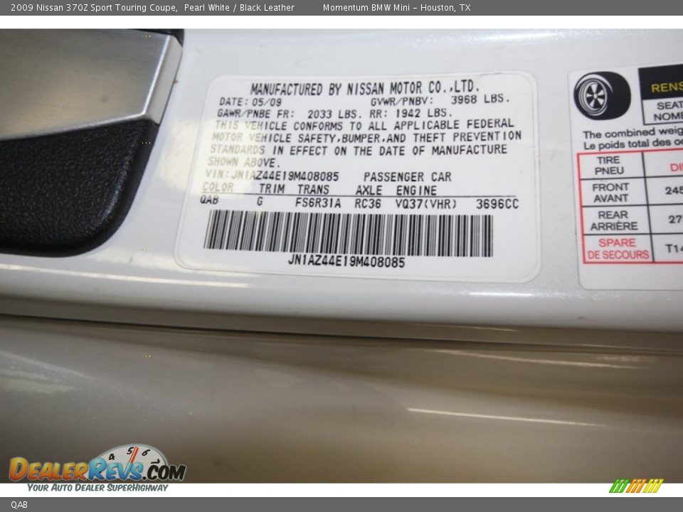 Nissan Color Code QAB Pearl White