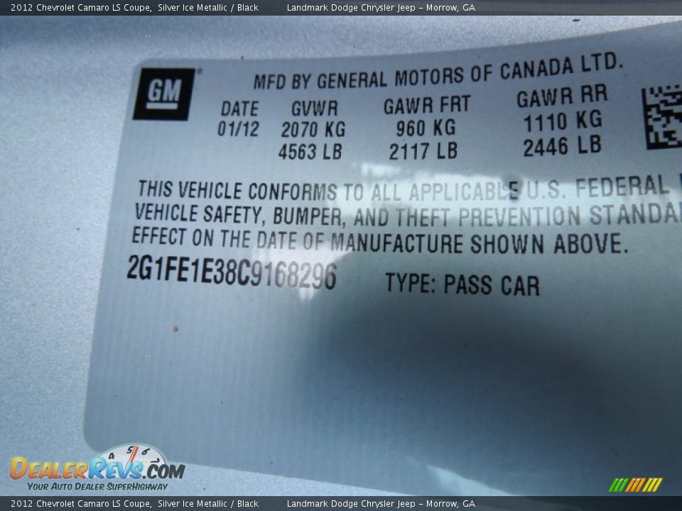 2012 Chevrolet Camaro LS Coupe Silver Ice Metallic / Black Photo #29