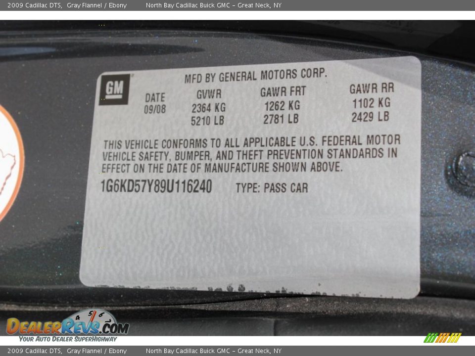 2009 Cadillac DTS Gray Flannel / Ebony Photo #26