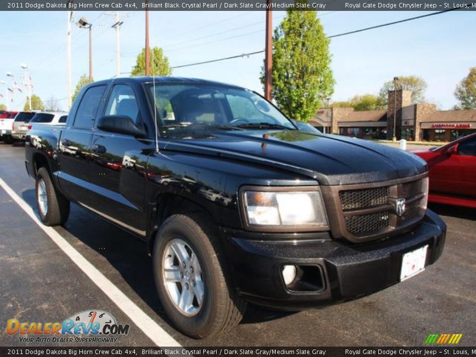 2011 Dodge Dakota Big Horn Crew Cab 4x4 Brilliant Black Crystal Pearl / Dark Slate Gray/Medium Slate Gray Photo #2