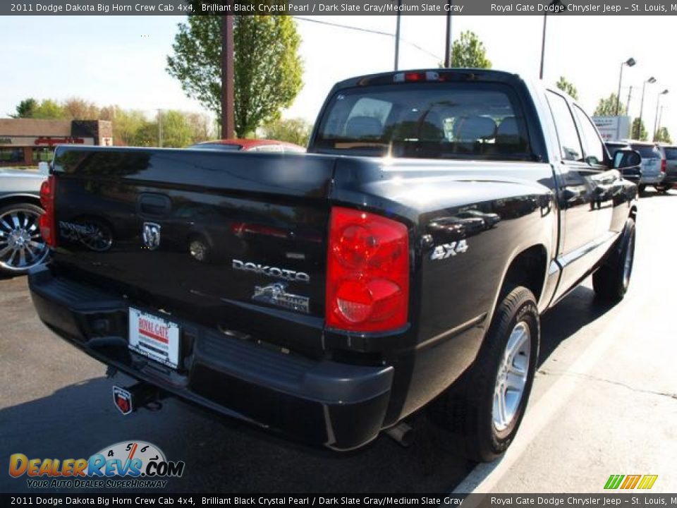 2011 Dodge Dakota Big Horn Crew Cab 4x4 Brilliant Black Crystal Pearl / Dark Slate Gray/Medium Slate Gray Photo #3