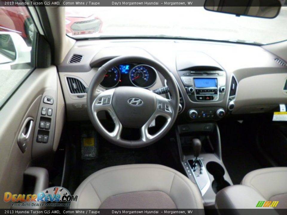 2013 Hyundai Tucson GLS AWD Cotton White / Taupe Photo #15