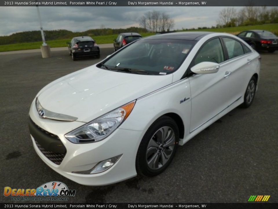 2013 Hyundai Sonata Hybrid Limited Porcelain White Pearl / Gray Photo #3